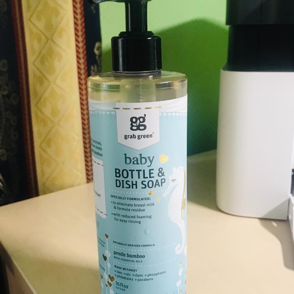 Grab Green Bottle & Dish Soap, Gentle Bamboo, Baby - 16 fl oz