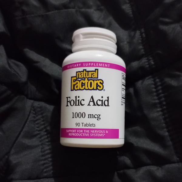 Ácido fólico 1 mg (180 tabletas) Marca: Natural Factors