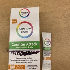 Rainbow Light, Counter Attack, Daytime Drink Mix with Elderberry, Ginseng, Vitamins  C, B12 & Zinc, Elder-Citrus, 10 Packets, 0.1 oz (3.8 g) Each