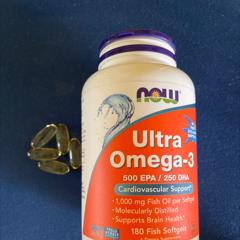 NOW Foods, Ultra Omega-3, 500 EPA / 250 DHA, 180 Fish Softgels