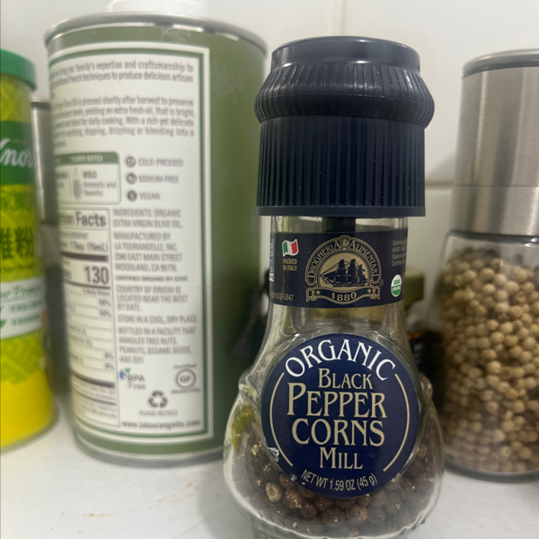 Organic Black Pepper Corns Mill, 1.59 oz (45 g)