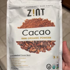 Zint, ローオーガニックカカオパウダー、454g(16oz)