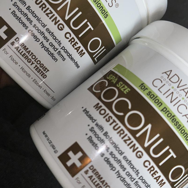 Advanced Clinicals Coconut Oil Cream. Spa size 16oz Moisturizing Cream.  Coconut Oil for Face, Hands, Hair.