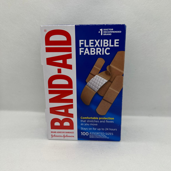 Adhesive Bandages, Flexible Fabric, 100 Assorted Sizes