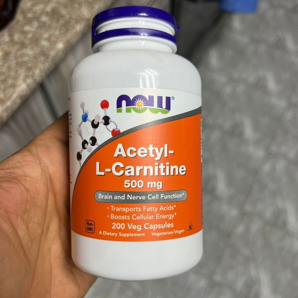  NOW Supplements, Acetyl-L Carnitine 500 mg, Amino Acid, Brain  And Nerve Cell Function*, 200 Veg Capsules