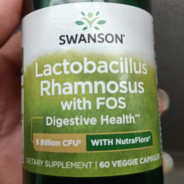 Swanson Lactobacillus Rhamnosus with FOS - Probiotic Supplement Supports  Digestive Health - 5 Billion CFU - (60 Veggie Caps) 2 Pack