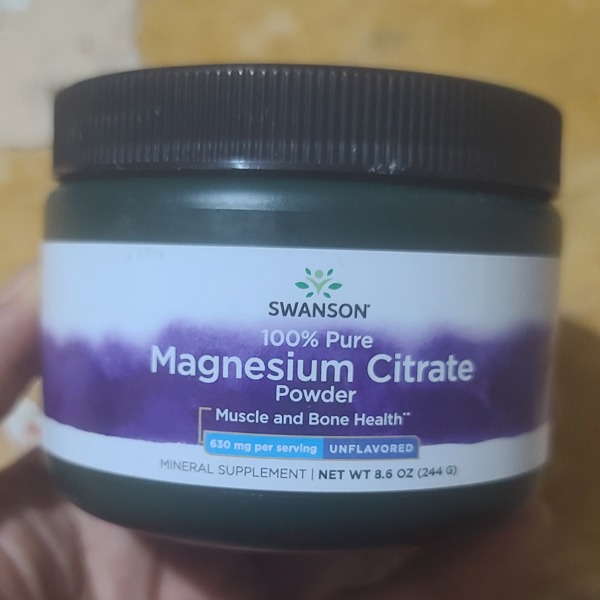 Swanson Polvo puro del citrato del magnesio 100% - sin sabor 630 mg 8.6 oz  Pwdr
